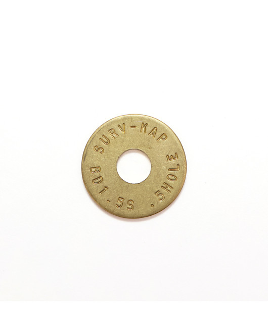 1 1/2" Brass Survey Washer .5" Hole (Stamped)