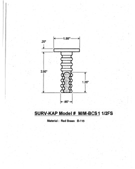 1 1/2" Flat Cast Brass Monument Marker w/Corrugated Stem ( Stampable)