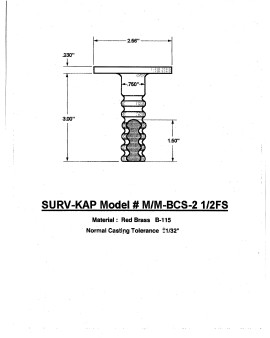 2 1/2" Flat Cast Brass Monument Marker w/Corrugated Stem (Stamped)