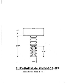 2" Flat Brass Monument Marker  w/Corrugated Stem ( Plain )
