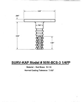 3 1/4" Plain Flat Cast Brass Monument Marker w/Corrugated Stem