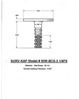 3 1/4" Flat Cast Brass Monument Marker w/Corrugated Stem (Stampable)