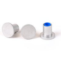 2" Flat Aluminum Cap for 3/4" Rebar with Plastic Insert