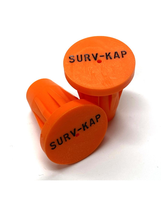 Ribbed Rebar Cap for 1/2" rebar with 2 lines of 1/8" lettering