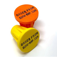 Ribbed Rebar Cap for 5/8" rebar with 2 lines of 1/8" lettering