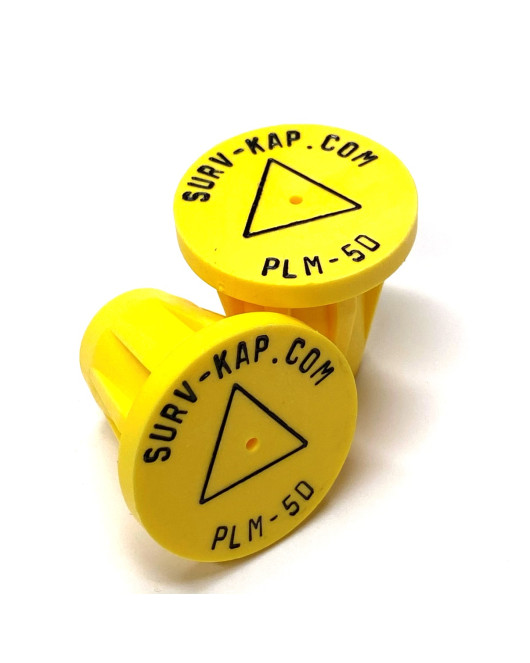 Ribbed Rebar Cap for 5/8" rebar with 1/8" radial lettering and delta center mark