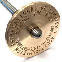 3 1/4" Brass Flat Stamped Cap w/ Hole to Fit 9/16" Stainless Steel Rod Monument