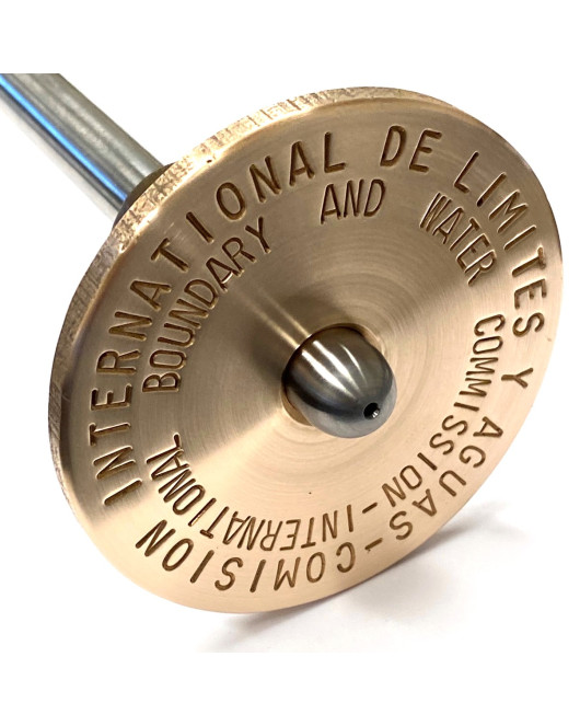 3 1/4" Brass Flat Stamped Cap w/ Hole to Fit 9/16" Stainless Steel Rod Monument